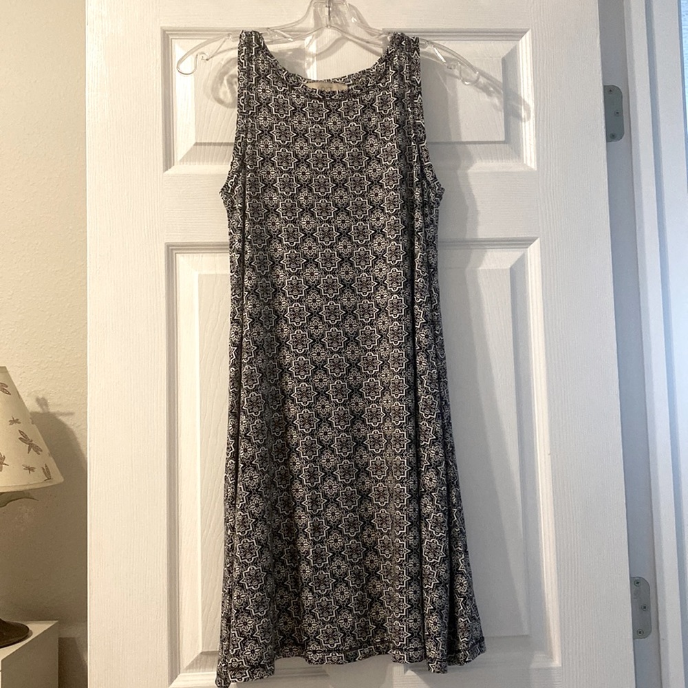 Geometric Floral Sleeveless Flare Dress